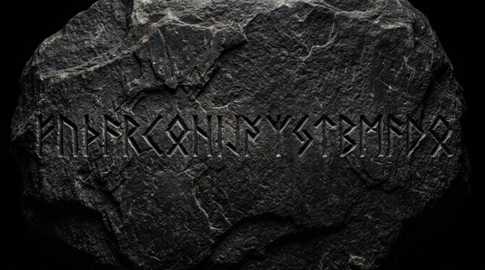 Futhark ancien, rangée de 24 runes gravées dans la pierre
