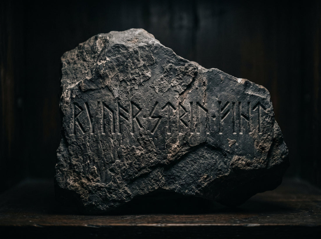 Pierre runique viking, inscription gravée dans la pierre ancienne